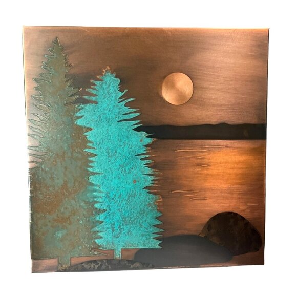 Patina Studio Copper Patina Wall Art Evergreen by Teresa Mowery 10"x10" Rustic